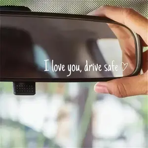 4PCS 4pcs 2D Flat Stickers girly Decals for Car Creative Text Car Stickers, Geometric Heart Design Safety Theme Decor, Motivational Stickers for Car Rearview Mirror and Motorcycle Helmet Automobile Decals Stylish Car Merch gift