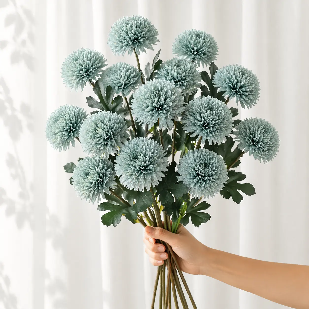 Dusty Blue Bouquet-Shaped Synthetic Hydrangea Flowers - 24.41 in Flexible Stems, Realistic Blooms, Soft Tone for Home Decor, Calm Ambiance Home Supplies Decorative Florals, Flower
