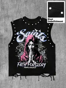 Men's Casual Tank Top, Faith for Glory Large Graphic Print, Vintage Graffiti + Letters, Comfortable Sleeveless Design, Sleeveless Clothes, Perfect for Summer Streetwear
