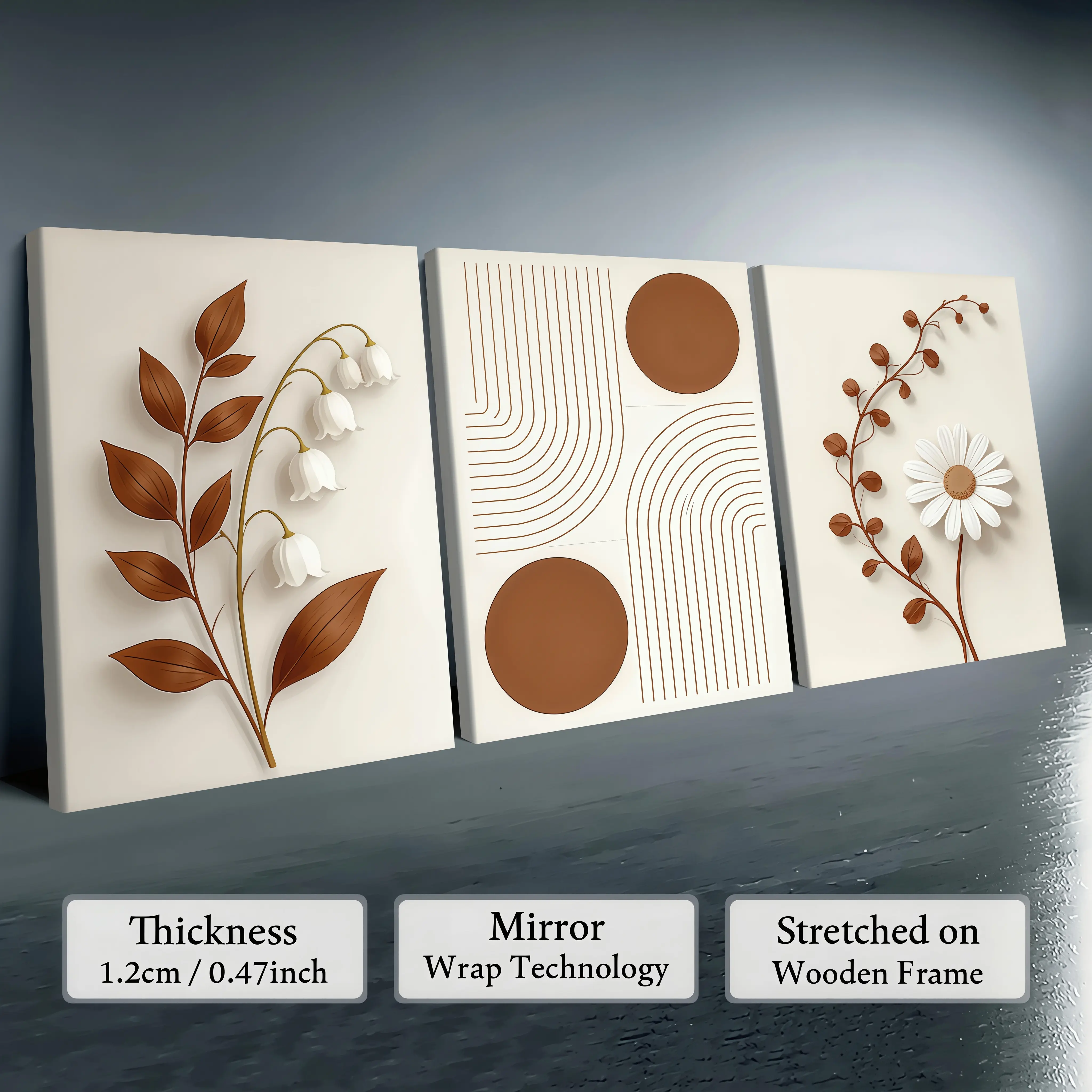 3PCS Frameless Canvas Wall Art Set - Cool Wall Art, Minimalism Abstract Geometric Prints, Lightweight Waterproof HD Decor, Living Room Bedroom Home Decor, Housewarming Gift, Decorative Artwork