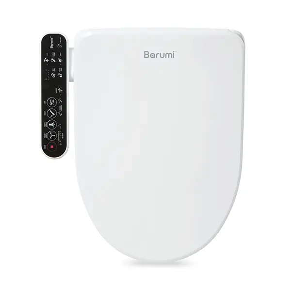 Barumi BM-4000 Electric Elongated Bidet Attachment Seat for Toilet, Adjustable Warm Seat, Air Dryer, Warm Water & Pressure, Self-Cleaning, Child Mode, Eco Mode, Adjustable Stainless Steel Nozzle, Soft Close Lid