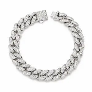 ICYYY Solid 316L Stainless Steel Iced Out Cuban Bracelet Necklace With CZ Stone