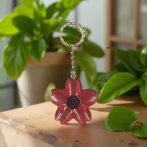 Red Flower Resin Keychain