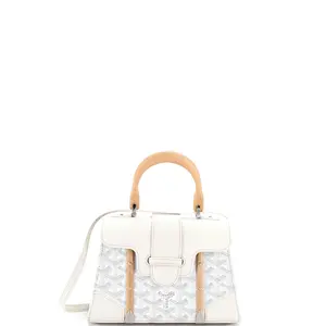 Pre-owned Goyard Canvas Coated, Leather, Wood Top Handle Bags Structured Saigon Top Handle Bag Coated Canvas with Leather Mini by Rebag