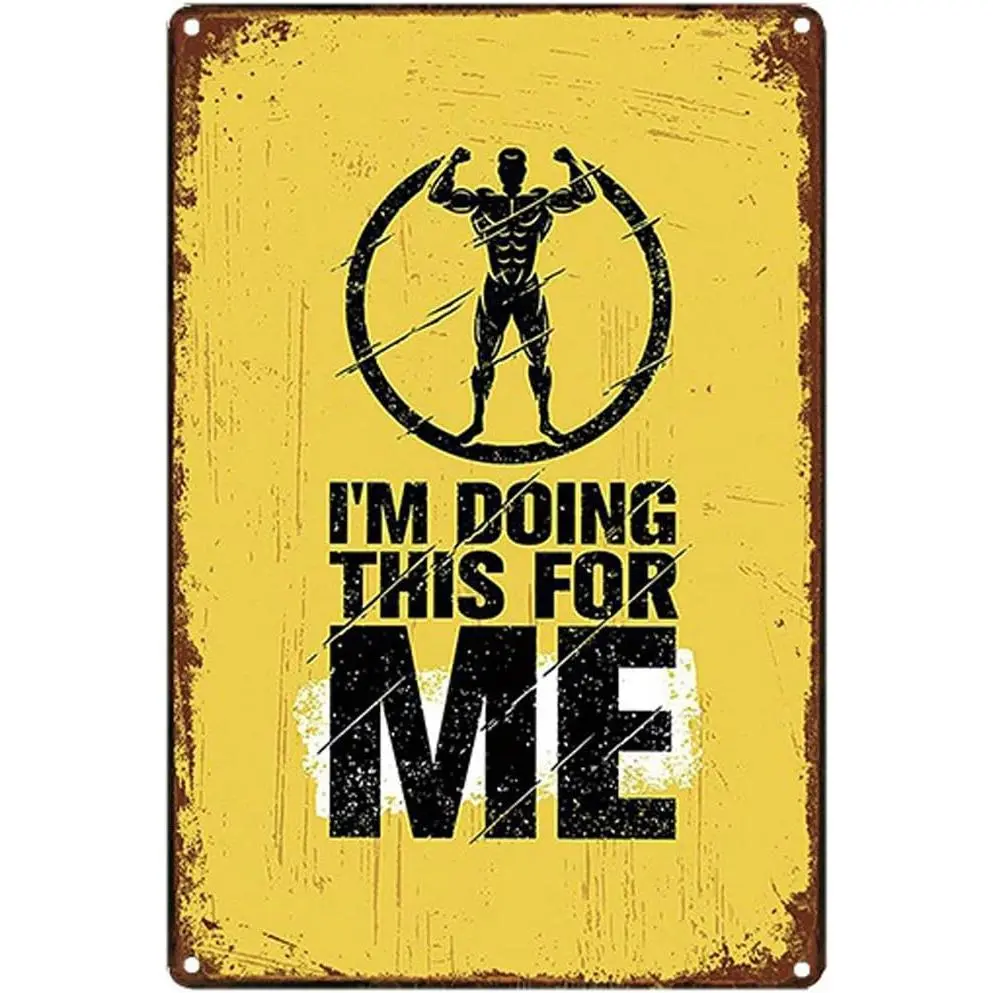 Retro Thick Tinplate Gym Wall Signage - Original Design Artistic Motivational Athletic 20x30cm Plaque, Home Decor for Gym-Bars Man Cave Room with "I’M Doing This For Me" Print, Metal