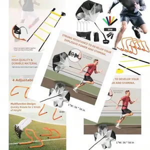 Agility LadderFootball Training Equipment Set 4 Agility Hurdles 20 Feet12 Rungs Speed Ladder 12 Disc Cones Resistance Parachute Jump Rope 5 Resistance Bands