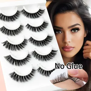 Self-Adhesive False Eyelashes No Glue Needed Pre-Curled Reusable Natural Voluminous Fluffy Easy to Wear Gift Strip Beginner Friendly