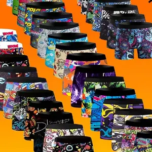 2-pack men's cartoon tie dye striped flat corner underwear - soft, comfortable and breathable polyester blend surface on special sale stock, special sale stock, energetic sports and leisure shorts