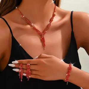 3 Hot Selling Chain Sets, Necklaces, Earrings, Bracelets, Three Piece Sets, Wedding Accessories, Banquet Necklaces, Women'S Sets