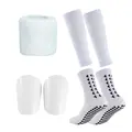 Men's Anti-Slip Football Socks & Protection Board Set - Durable Material, Machine Washable, Athletic Fit Soccer Socks with Integrated Sleeves, Football Equipment, Unisex Soccer Accessories (White)