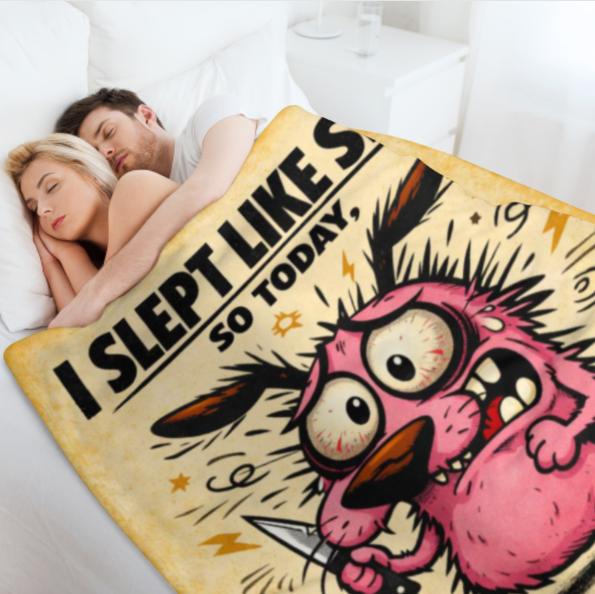 Anxious Pink Dog “Choosing Violence” Meme Blanket – Funny Sleep-Deprived Cartoon Dog with Knife Quote Design, Perfect Novelty Gift for Friends and Dark Humor Enthusiasts