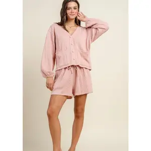 Privy dusty pink cardigan, two piece short head