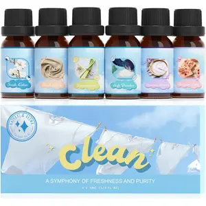 Clean Essential Oils Set, Fragrance Oil for Diffuser, Wool Dryer Balls, Candle, Soap Making, Fresh Cotton, Fresh Linen, Lemongrass, Soft Powder, Lavender Laundry, Blossom Soap Scented Oil