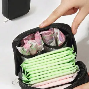 Niche design mini sanitary napkin storage bag, travel storage bag, portable classification sanitary napkin storage bag, small and exquisite fashion all-match light color, gentle and suitable for daily commuting, traveling, etc.