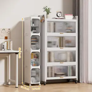 Black White Slim Movable Storage Cabinet Multiuse Home Kitchen Gap Bedroom Bedside Living Room Corner Study Storage Slim Rack