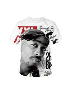 Rapper Tupac 2pac 3D Print Summer Fashion Men's T-shirt  Clothing Casual Short Sleeve Round Neck T-shirt for Cool Men Tops Tees Clothes