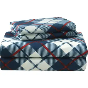 (TM)   4 count Flannel Sheet Set, Full Size, Tartan Plaid | Double-Brushed for Extra Softness, Warm & Breathable, Extra Deep Pockets fits Up to 17" - 1 Flat, 1 Fitted, 2 Pillowcase