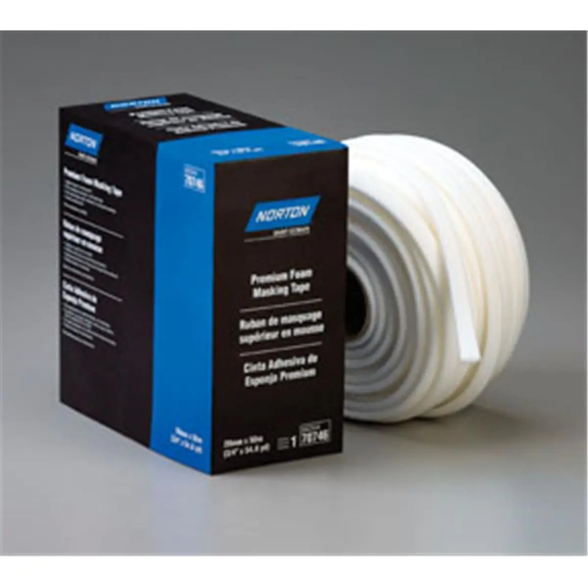 Norton Adhesive Backed Foam Masking Tape - 20 mm (0.75 in) x 50 m, Multi-Purpose Absorbent Preglued Tape for Painting Process & Moving Part Applications