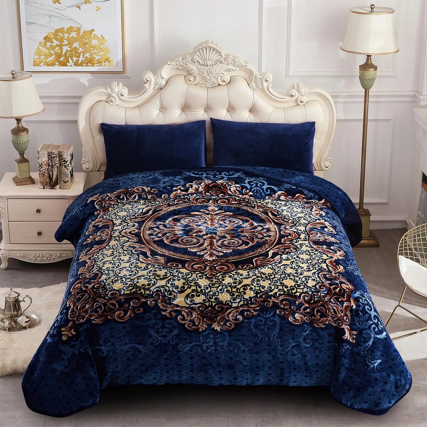 8 lbs Tightly Woven Graphic Fleece Throw Blanket, 1-Ply Soft Polyester Fiber, Embossed Modern Print, King Size 79x91 in, Bedding Throws for Autumn Winter, Home Textile Blanket for Modern Home Decor, 2026