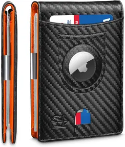 Zitahli Men's Slim RFID Protection Leather Wallet with Smart Tracker Holder and Gift Box