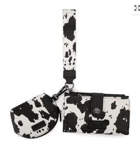 Cow Print Wallet & Coin Pouch Wristlet Set