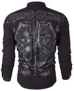 XTREME COUTURE Men's Long Sleeve Rattle Button Down Shirt Cotton Menswear