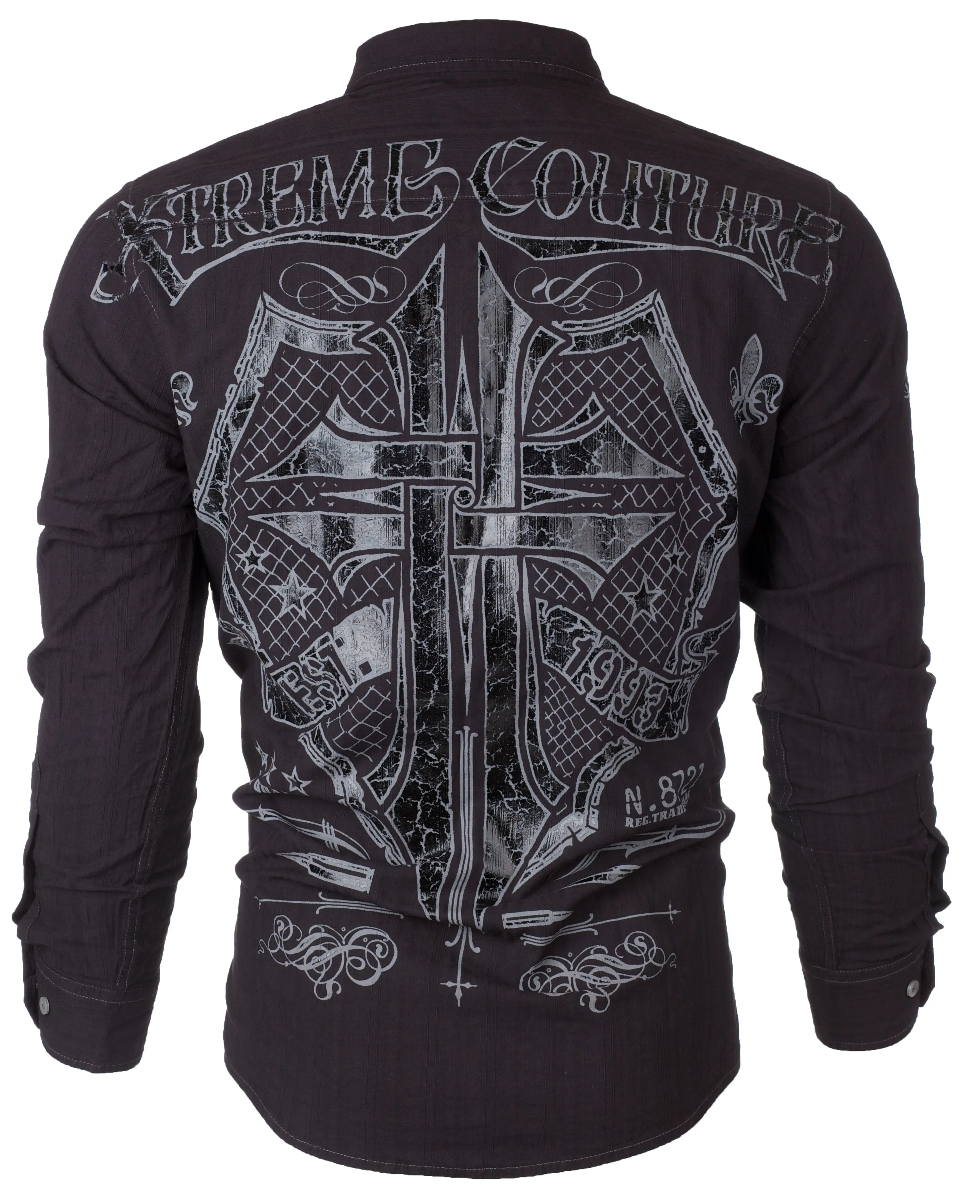 Xtreme Couture Men's Graphic Rattle Shirt - 100% Cotton, Casual Long Sleeve Button-Down Top