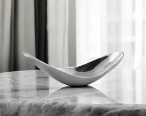 HomeRoots 568871 Stylish 20 in. Silver Aluminum Contemporary Scoop Tableware Bowl, Ideal for Birthday Gatherings