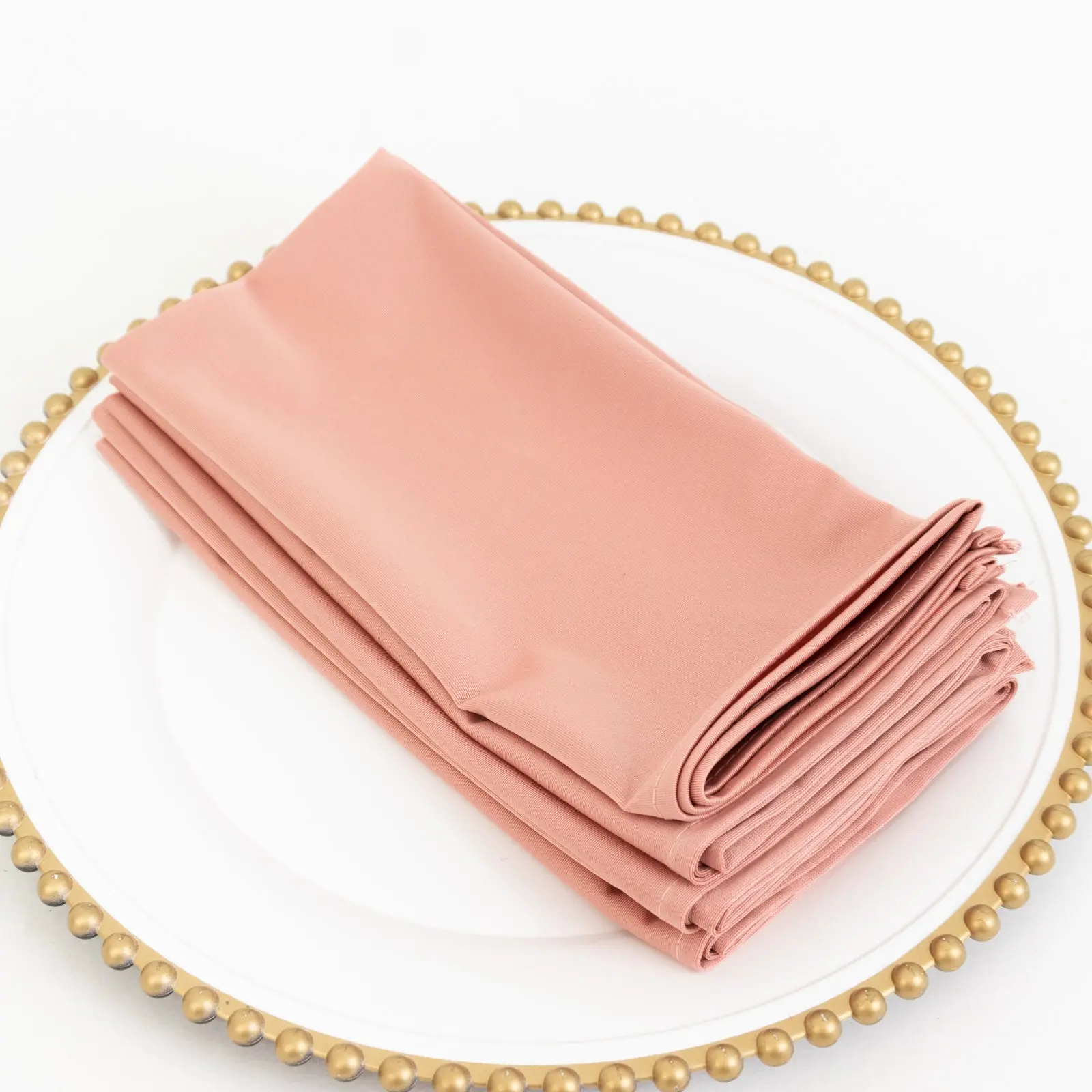 Reusable Washable Square Multipack Napkins - 5-Pack 20"x20" Dusty Rose Scuba Cloth Napkins, Wrinkle-Free Tableware for Restaurants, Birthday Use, Reusable Washable Napkins, Square Napkin
