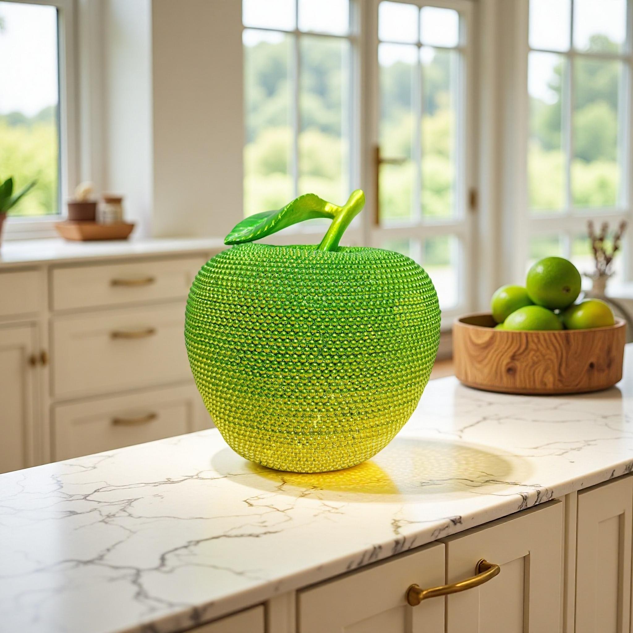 Luxury Gradient Green Beaded Apple Decor | Elegant Crystal-Like Fruit Sculpture for Aesthetic Room Decor & Gifting