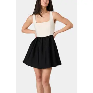 Structured Square Neck Sleeveless Mini Dress