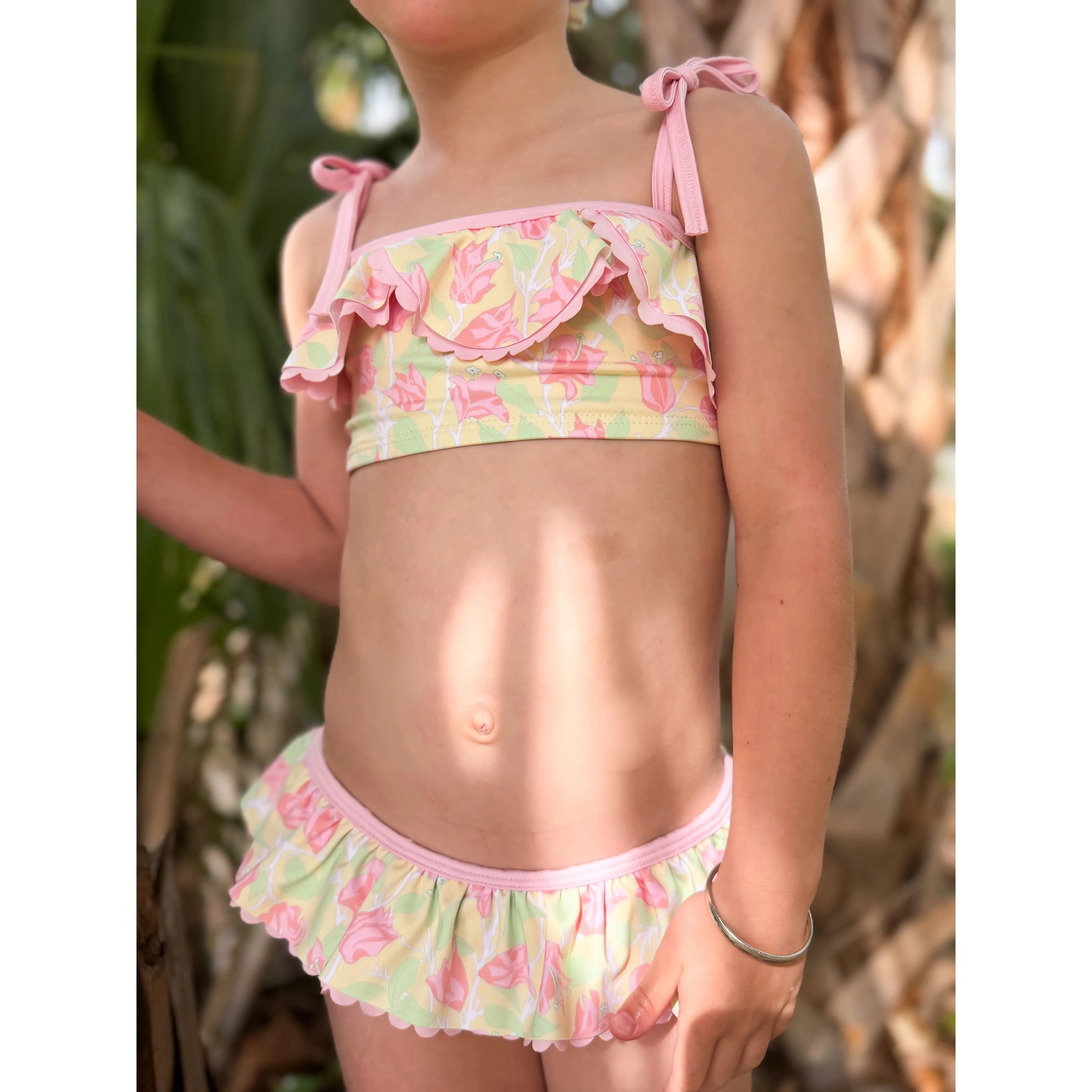Daisy Bikini in Yellow with Pink Bougainvillea