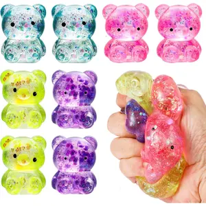 8 Pack Bear Squishy Toys, Glitter Colorful Sensory Stress Balls for Anxiety Relief, Squishy Balls Fidget Toys for Kids Adult, Squeeze Balls Bulk, Party Favors Goodie Bags Stuffer for Boys Girls