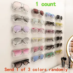 Wall-Mounted Eyeglass Organizer Rack, Floating Display Shelf, Transparent Plastic Frame, Home and Bathroom Storage, Fashionable Display Stand, No Drilling Required