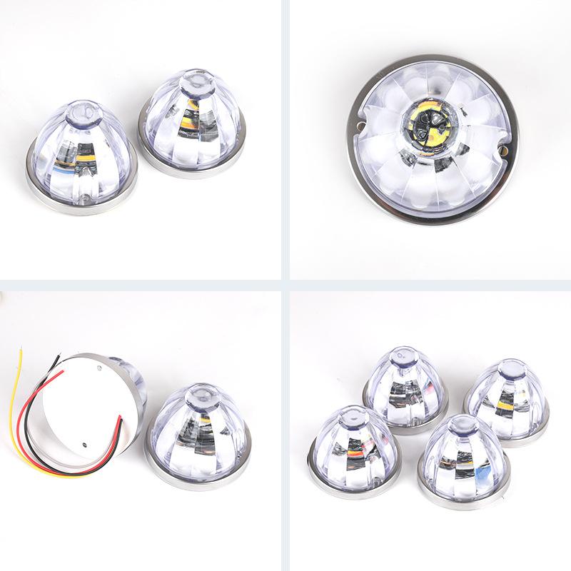LEB flashing car watermelon light 12-24V Glass Lens Turn Signal Dual Color Strobe Side Marker Light Three modes of adjustment for Lorry Trailer flashing function car equipment 2/4/6PCS