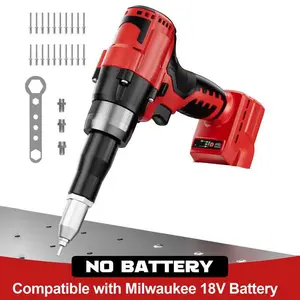 Cordless Electric Pop Rivet Gun Compatible with Milwaukee 18V Battery(NO Battery!!), 3 Size (1/8", 5/32", 3/16") Aluminum Rivets, with Kit Nose Piece, PowerTool Hand Tools Hardware Industrial Metal Heavy Duty
