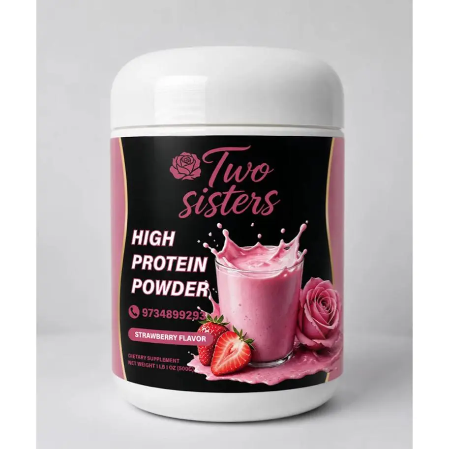 2 Sisters High Protein Powder - Strawberry Flavor, 1.0 oz, Ideal for Growth, Also Available in Vanilla, Chocolate