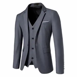 Men’s slim-fit suit jacket, single piece (vest not included); formal business single-button suit set (4 colors: gray, black, burgundy, navy blue).