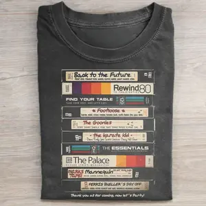 Vintage 80s Movie Cassette Tapes Graphic, Back To The Future, The Karate Kid, VHS, Footloose,, Funny Movie Graphic Tee, 90s Pop Culture Shirt, Gift for Men, Gift for Women