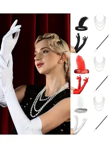 20th Century Jazz Era Feather Headband, Great Gatsby Silver Color Rhinestone Hair Accessory, Leaf Vintage Crystal Hair Jewelry