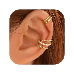 Non-perforated earplugs with a rhinestone design, made of adjustable brass, suitable for casual styles of earrings and jewelry for all seasons