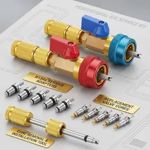 AC Valve Core Remover Tool Set | 1/4 & 5/16 SAE Dual Size, 20Pcs Valve Cores w/ Teflon + 10 Brass Nuts, R1234YF R134A R22 R410A HVAC Service Kit, Car AC Repair Tools for DIY Mechanic | TikTokShop BlackFriday