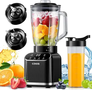 LICUADORA PARA BATIDOS, DE 1200W DE POTENCIA MÁXIMA PARA ENCIMERA DE COCINA CON RECIPIENTE DE VIDRIO DE 52 Oz Y COMBO DE TAZA PARA LLEVAR DE 24 Oz.