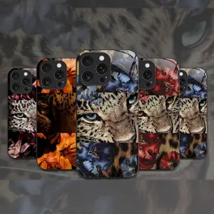 Classic Wild Leopard Case With Red Floral Accent For iPhone Samsung 17Pro Max Air 16 15Plus 14 13 12 11 XR XS Galaxy S25 S24 S23 S22 A71 A56 A55 A54 A53 A52 cases Glossy Protective Cover Fashion Birthday Gift.NN145
