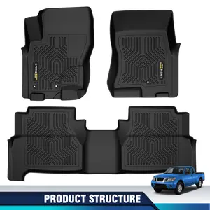 CROSSDESIGN TPE Floor Mats Liners Set All Weather Waterproof Durable Fit For 2008-2021 Nissan Frontier Crew Cab Floor Mats Liners Set All Weather TPE