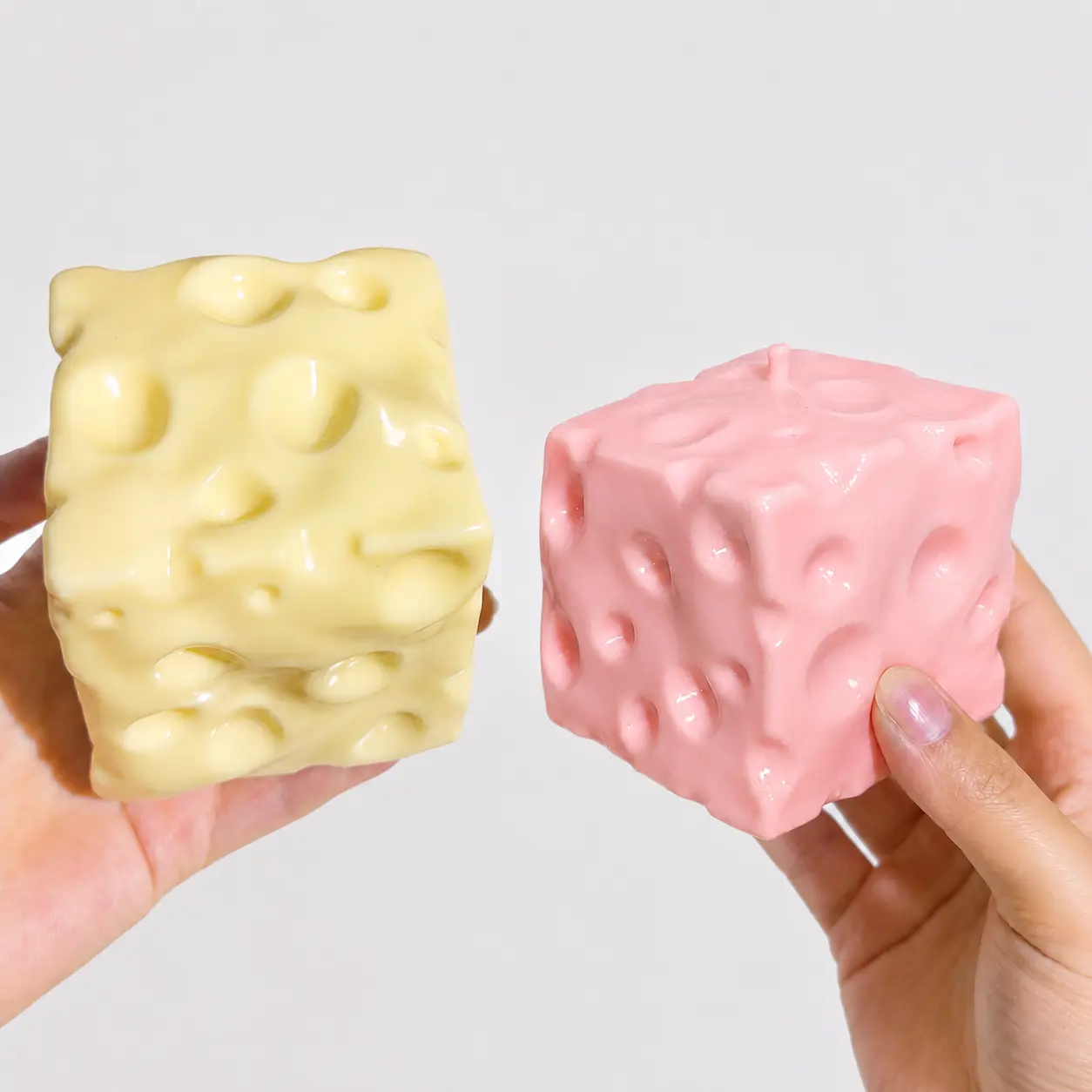 5cm/1.97in Mini Cheese Cube Squishy - Yellow/Pink Cheese Stress Ball, Anxiety Reduction Squeezies for Home & Festive Party Bag Gifts Supplies