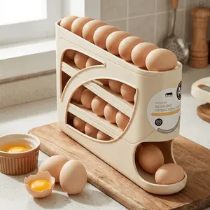 ZHOHO TANT 4-Tier Automatic Rolling Egg Dispenser, Refrigerator Egg Holder for Kitchen Organization, Holds Up To 30 Pcs