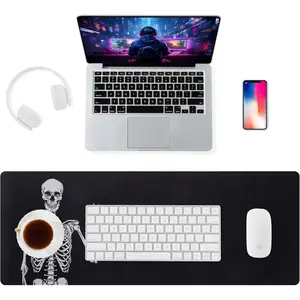 Pad with Durable Stitched Edge, XL Gaming Keyboard Pad, Non-Slip Rubber Base, Extended Desk pad for Gamer, Office & , Left Skeleton Mousepad 31.5''x 11.8''x 0.12''