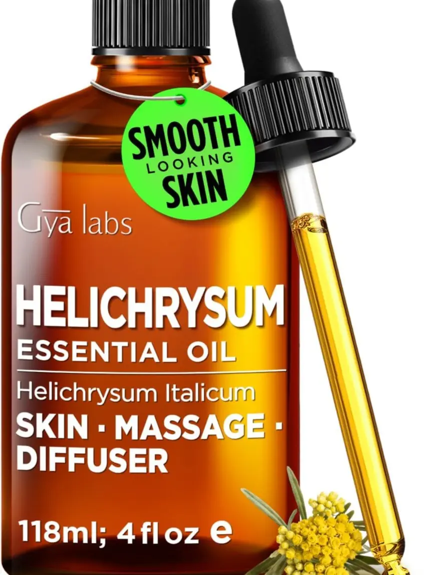 Gya Labs Helichrysum Essential Oil (Helichrysum Italicum), 4 Fl Oz – Immortelle Oil for Skin Care, Diffuser & Aromatherapy, Floral Herbal Aroma for DIY Blends & Body Care