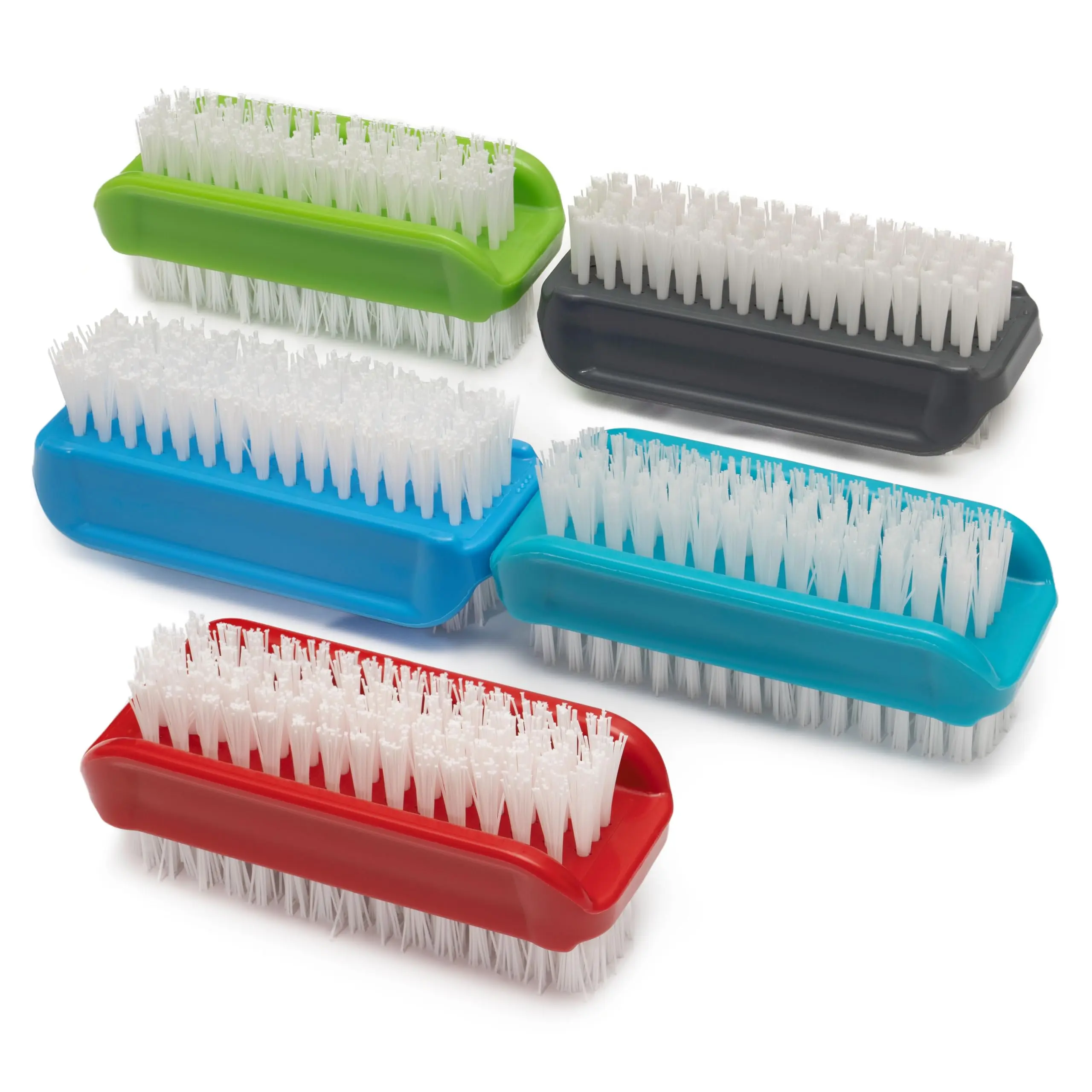 Konex Two-Sided Nail Brush Set for Manicure and Pedicure - Stiff Bristles, Professional Quality